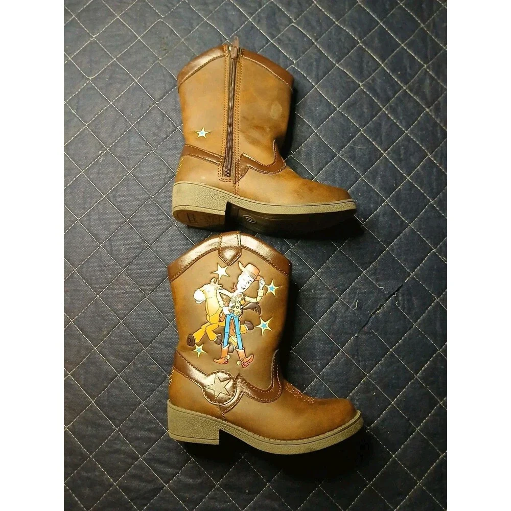 Brown Western Pull On Boots Toy Story Woody Embroidered Unisex Kids Size 8